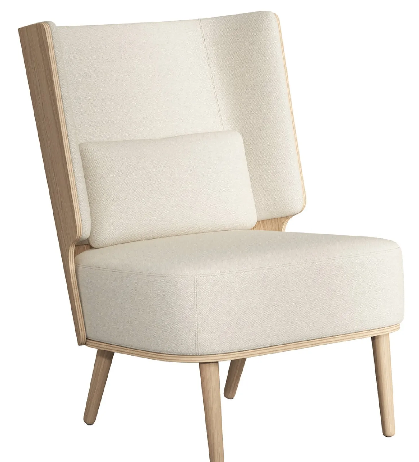 NovoForm - Lounge Chair - Serena - Sweet Vanilla/Hvid og Natur Eg