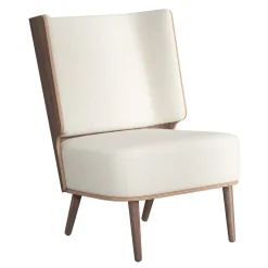 NovoForm - Lounge Chair - Serena - Nubbio Hvid Bouclé og Mørk Eg