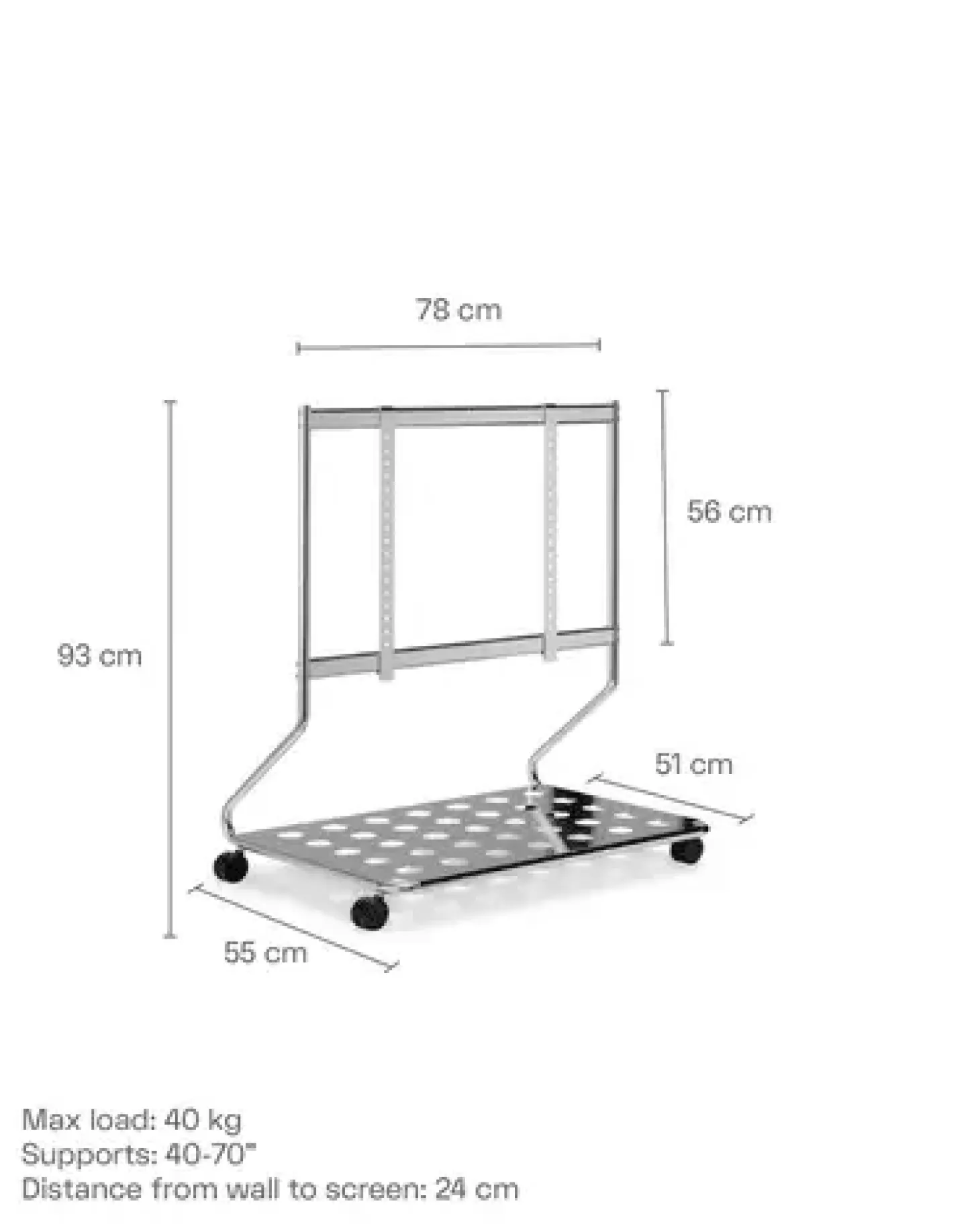 Pedestal - TV-Stander - Disco - 40"-70" - Chrome