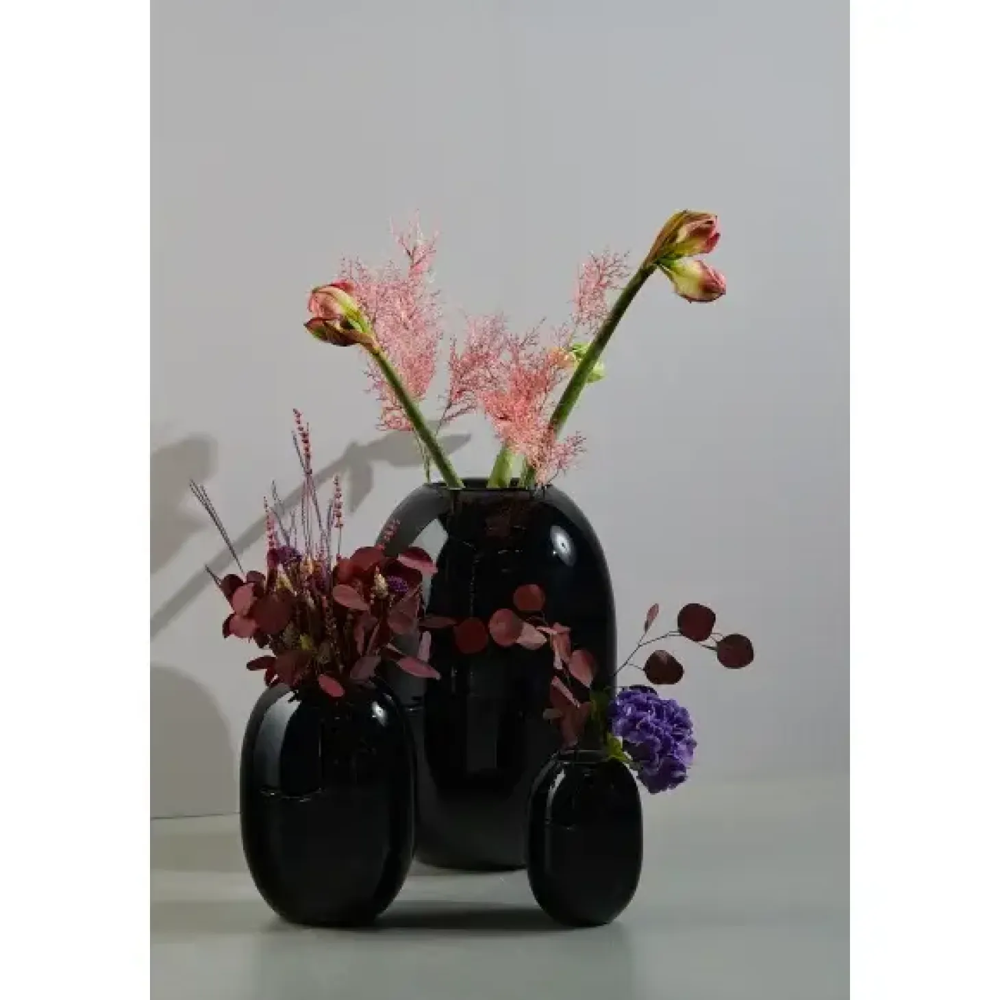 Piet Hein - Vase glas 25 cm - SORT-OPAL