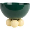 Present time - Bowl Double Funky large retro green w. soft yellow