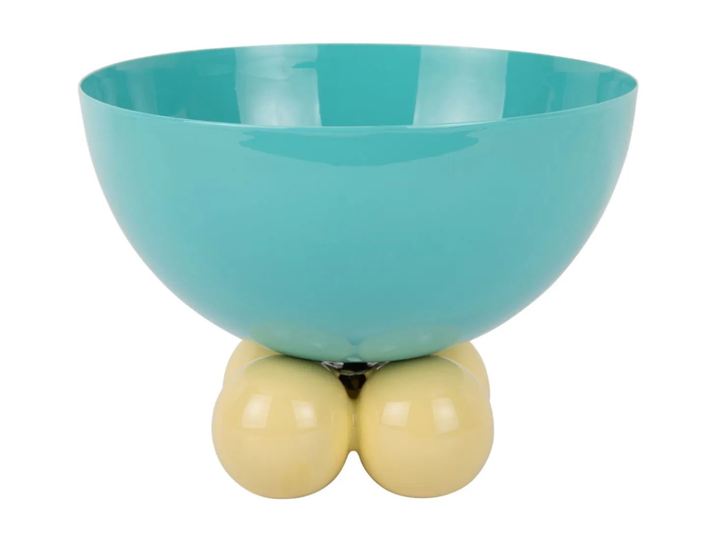 Present time - Bowl Double Funky large turquoise blue w. soft yellow