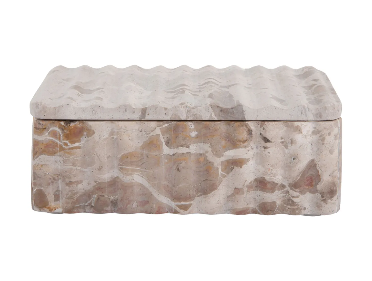 Present time - Bowl rectangle with lid marble brown