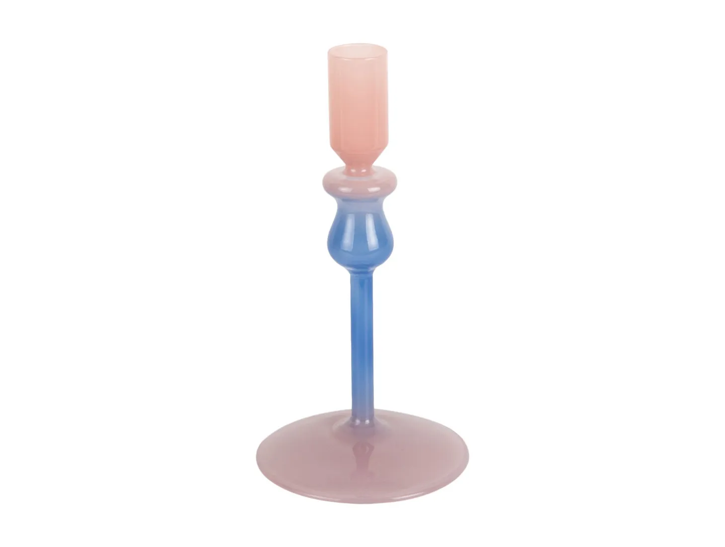Present time - Candle holder Duo Colores small soft pink w. cobalt blue