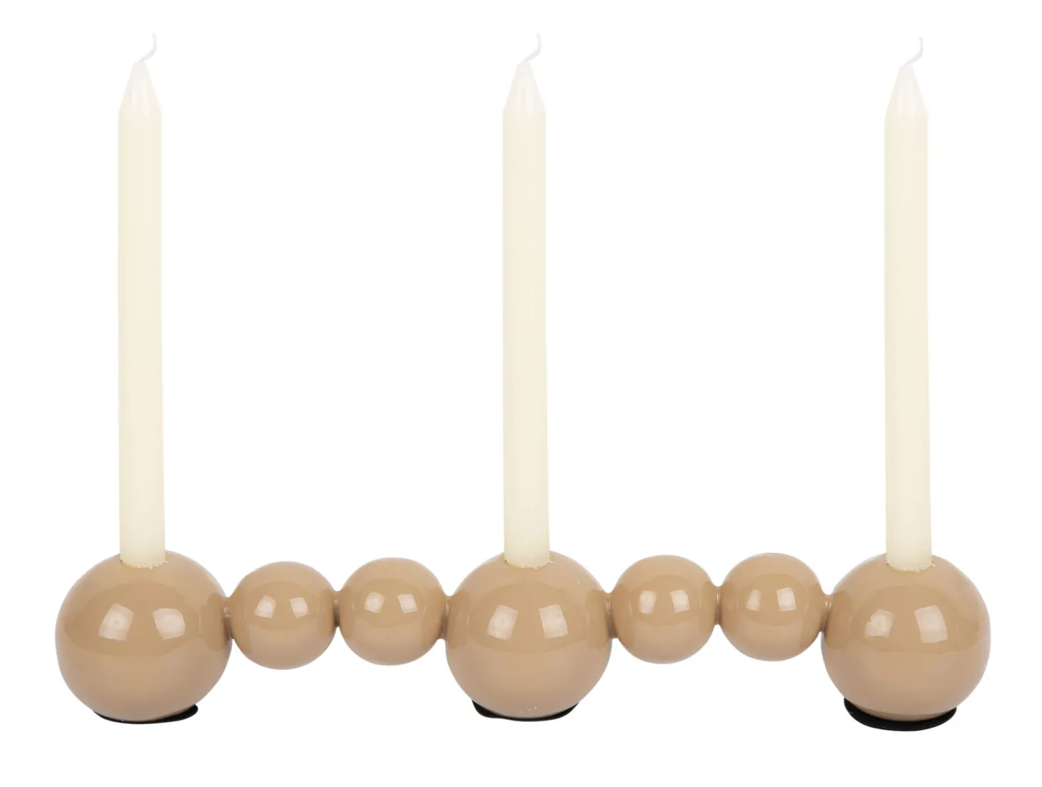 Present time - Candle holder Bubbles straight enamel soft brown