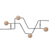 Present time - Coat rack Zig Zag black w. wooden knobs