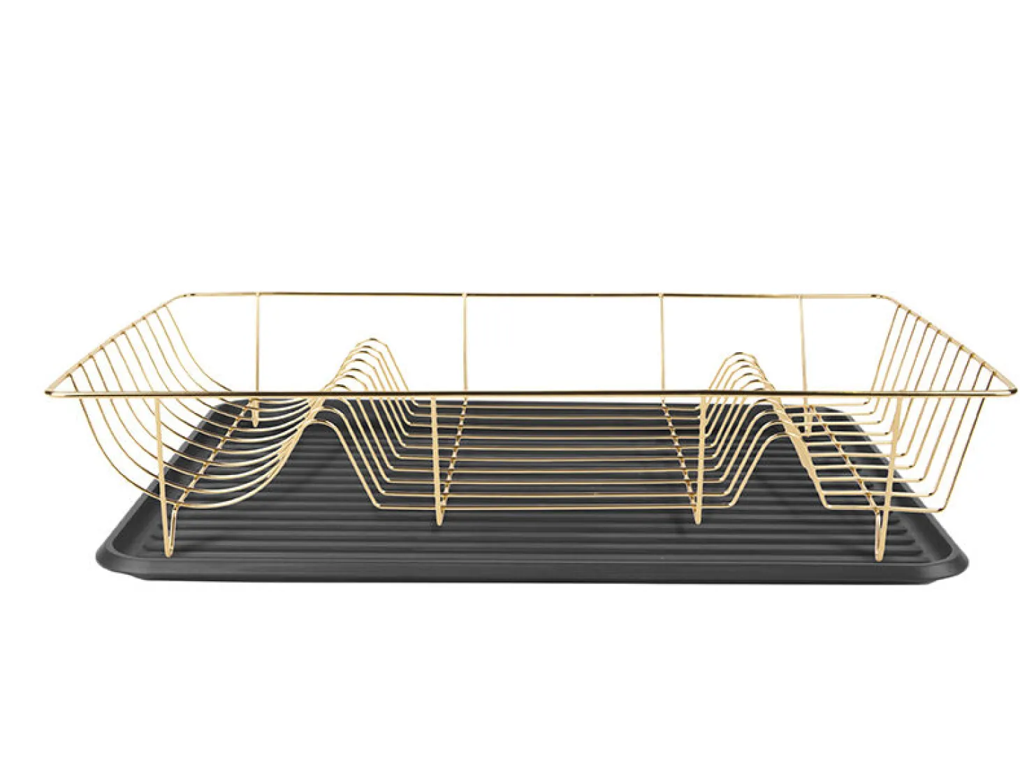 Present time - Dish rack Linea gold plated w. matt black tray