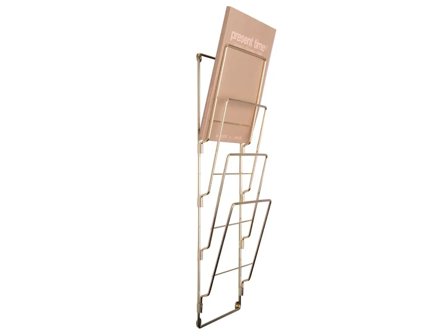 Present time - Magazine rack steel wire gold plated