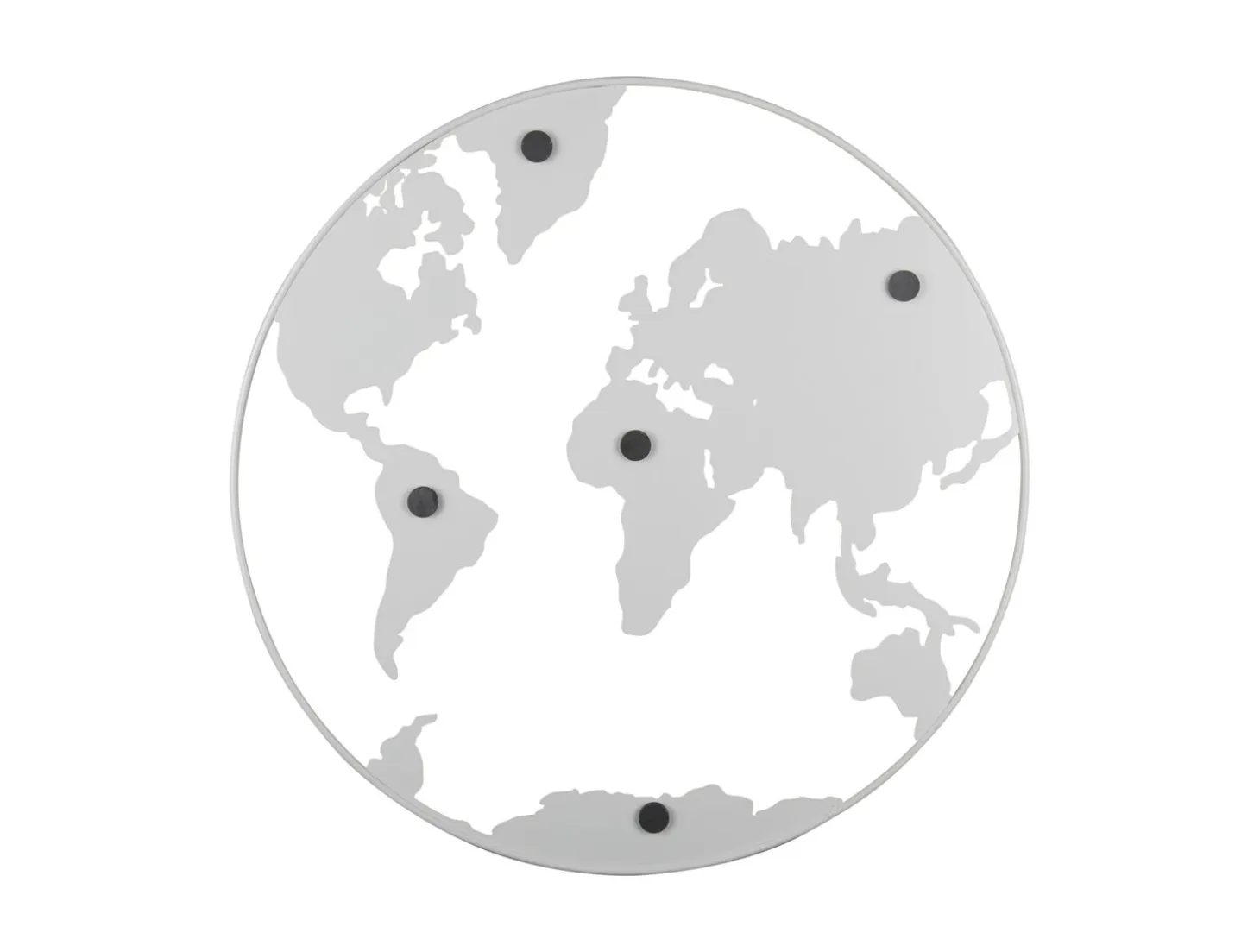 Present time - Memo board World Map w. magnets iron white