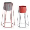 Present time - Plant pot set Cool Retro mouse grey w. bright scarlet red