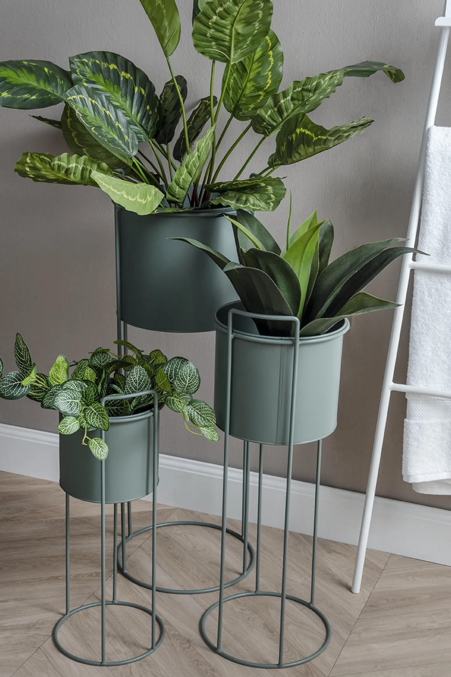Present time - Plant pot set Essence round iron jungle green
