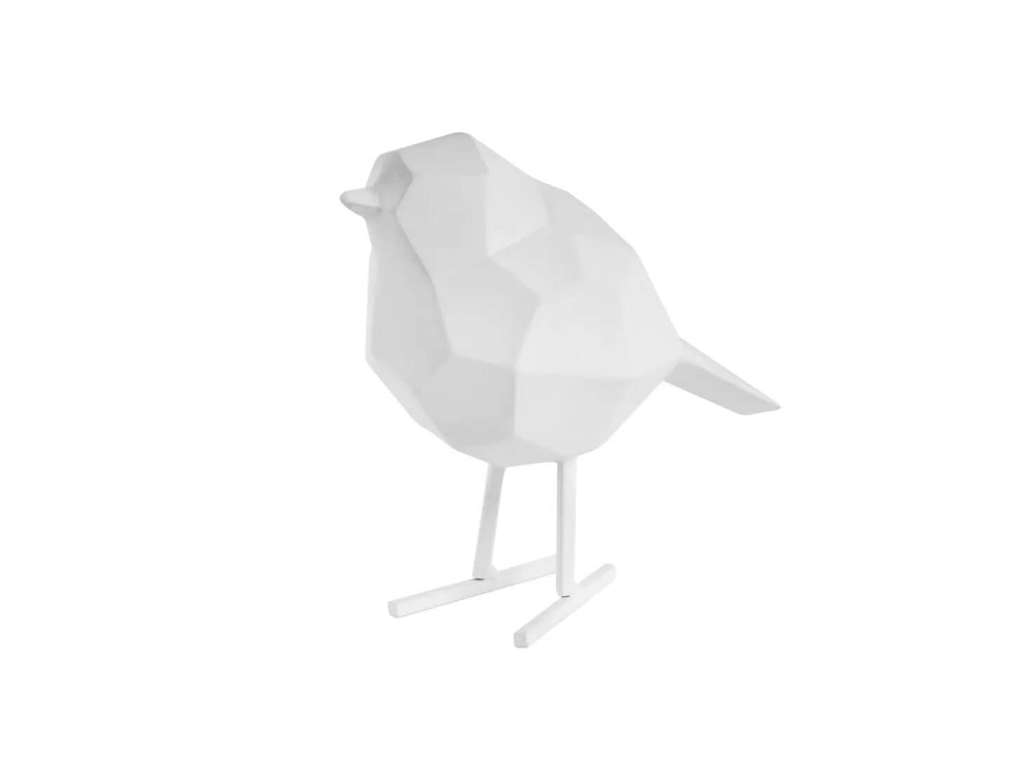 Present time - Statue Origami bird small polyresin matt white