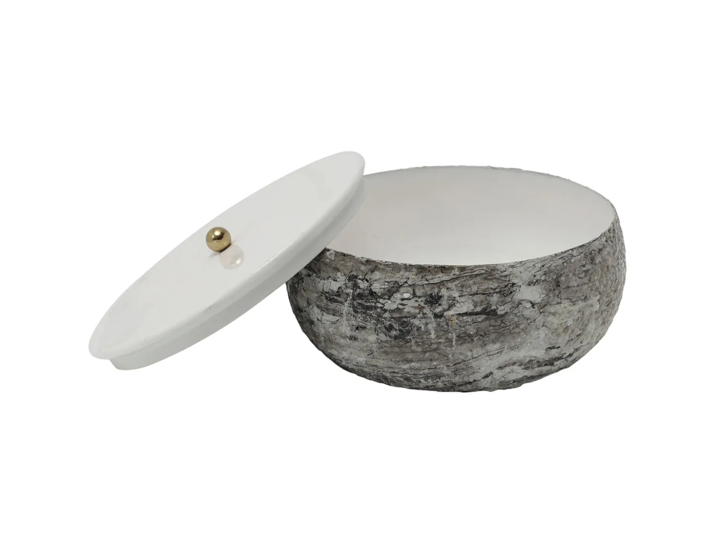 Present time - Storage box Mosaic Marble white