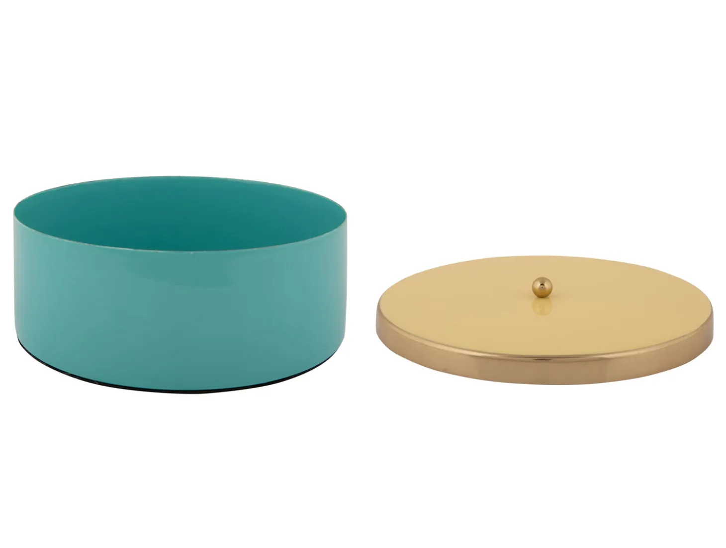 Present time - Storage box Double Funky large turquoise blue w. soft yellow