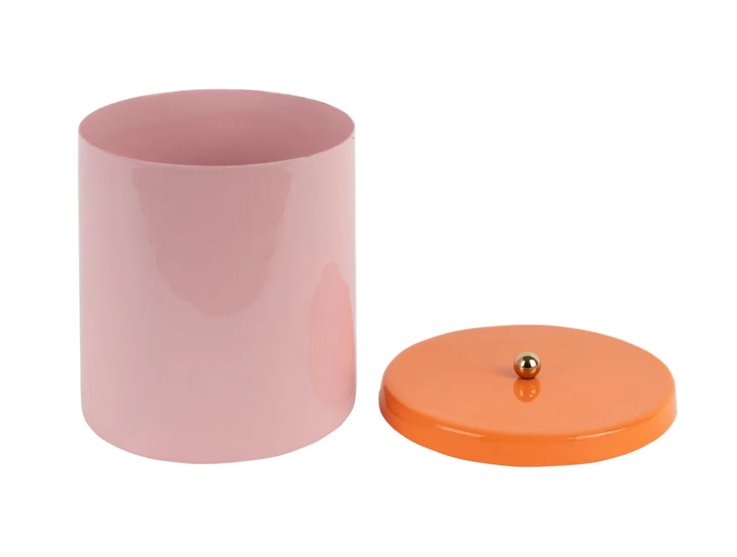 Present time - Storage jar Double Funky retro soft pink w. bright orange