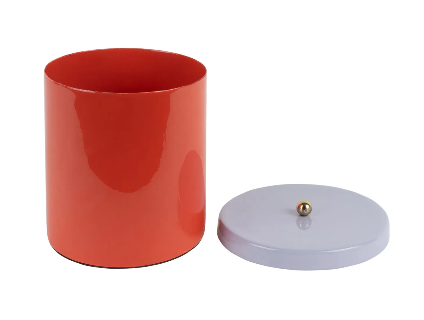 Present time - Storage jar Double Funky retro bright red w. soft purple