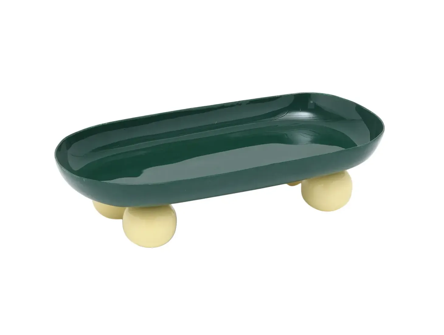Present time - Tray Double Funky oval retro green w. soft yellow