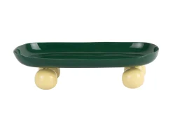 Present time - Tray Double Funky oval retro green w. soft yellow