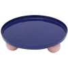 Present time - Tray Double Funky round large cobalt blue w. soft pink