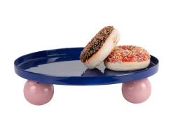 Present time - Tray Double Funky round large cobalt blue w. soft pink