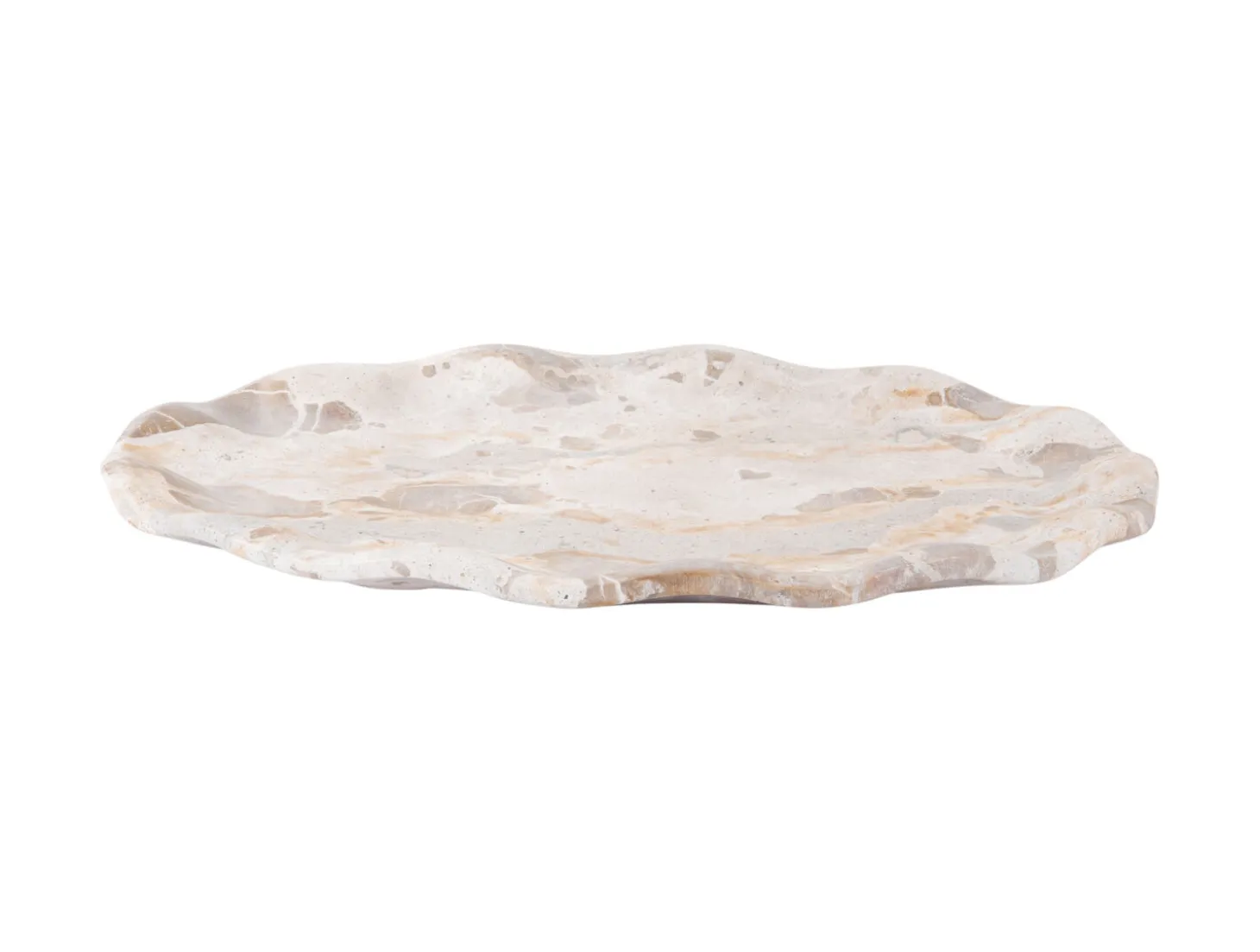 Present time - Tray Waved oval medium marble brown
