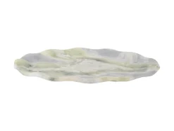 Present time - Tray Waved oval large marble himalayan green