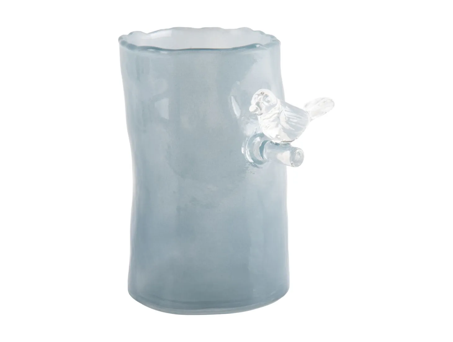 Present time - Vase Bird On Branch small misty blue