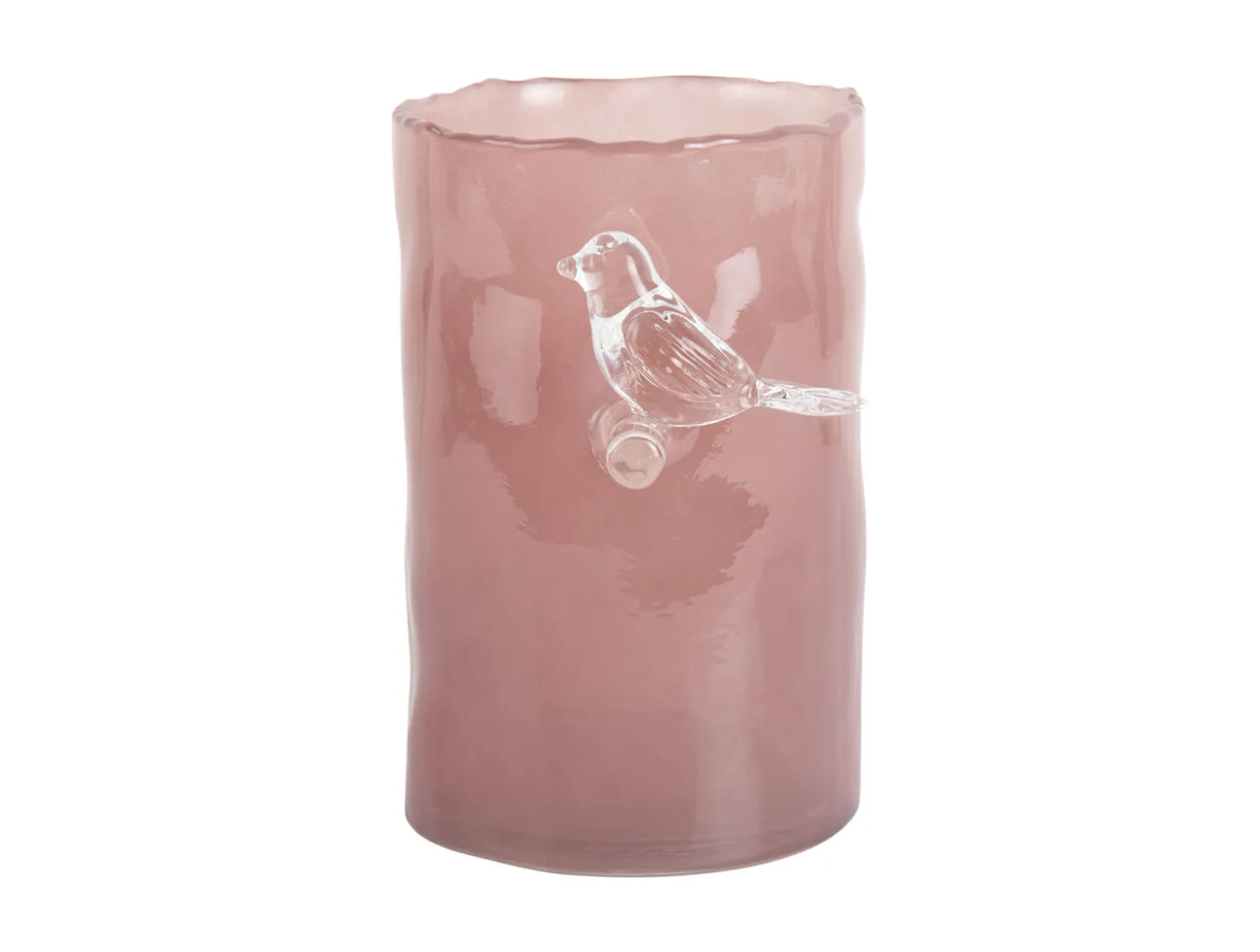 Present time - Vase Bird On Branch small soft pink