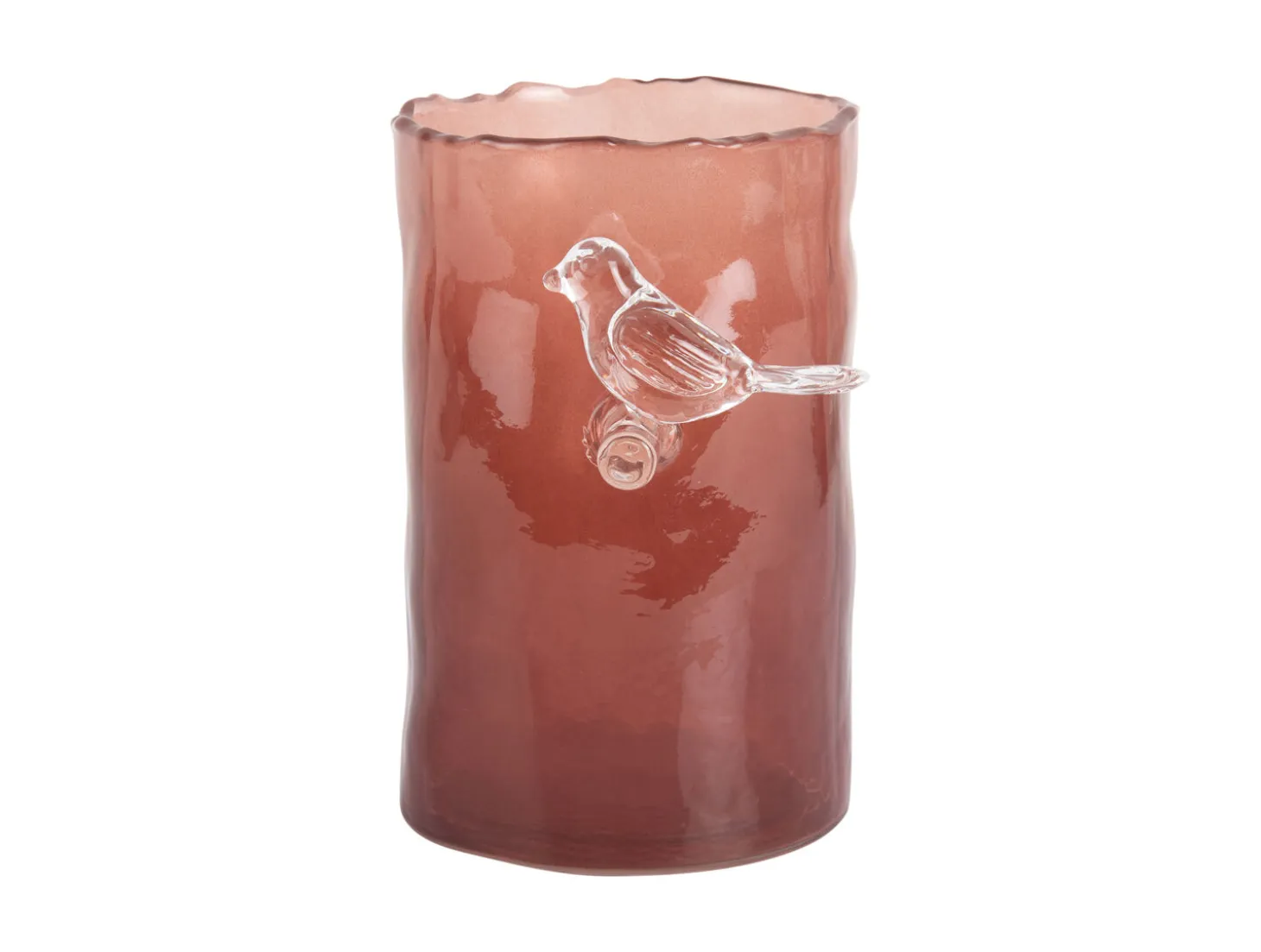 Present time - Vase Bird On Branch small red ochre