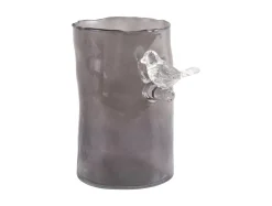 Present time - Vase Bird On Branch small dark grey