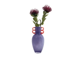 Present time - Vase Fiesta glass large bright purple, orange handles