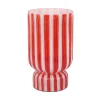 Present time - Vase Rayado Retro large bright scarlet red