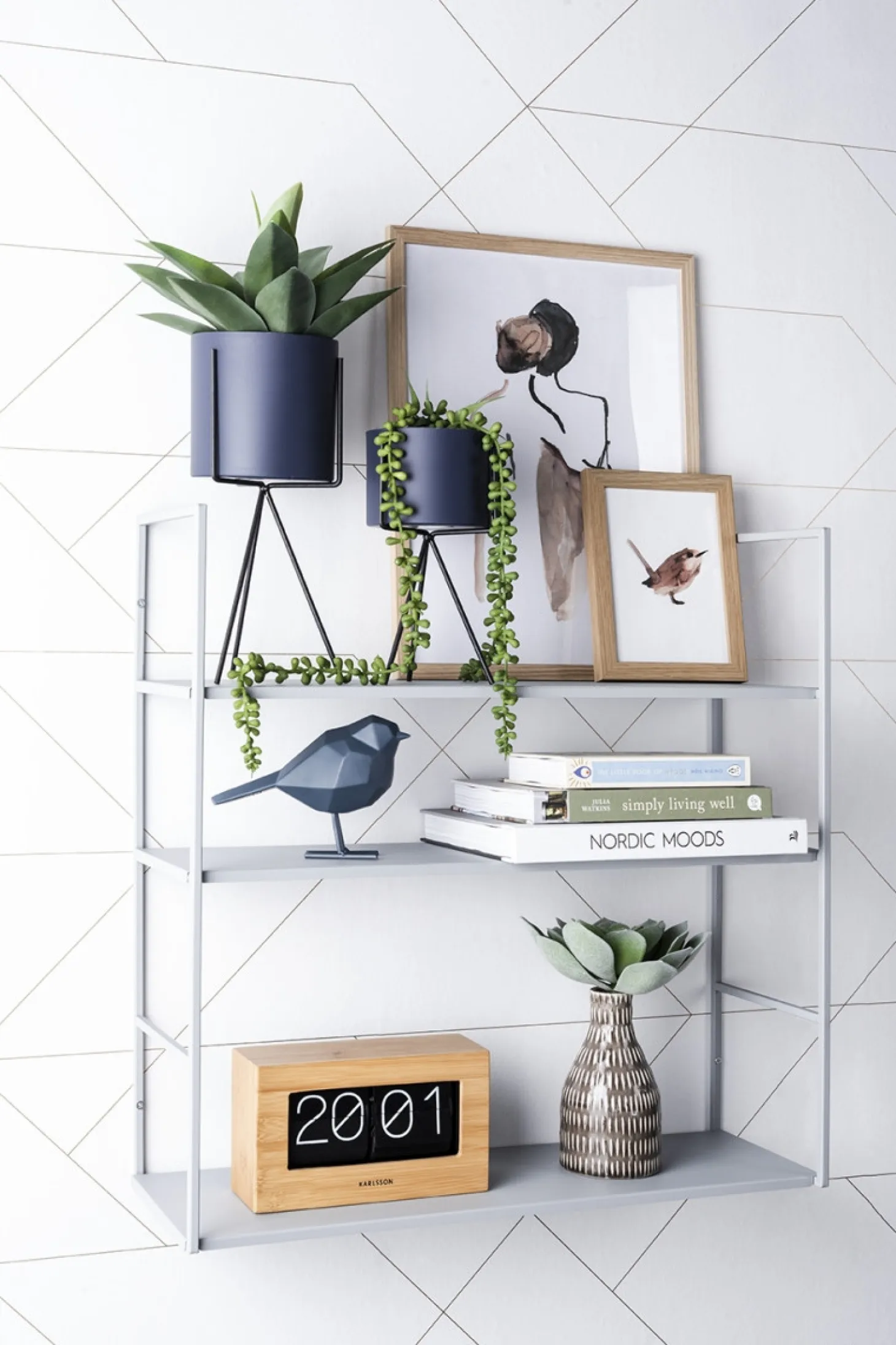 Present time - Wall rack Level metal matt warm grey