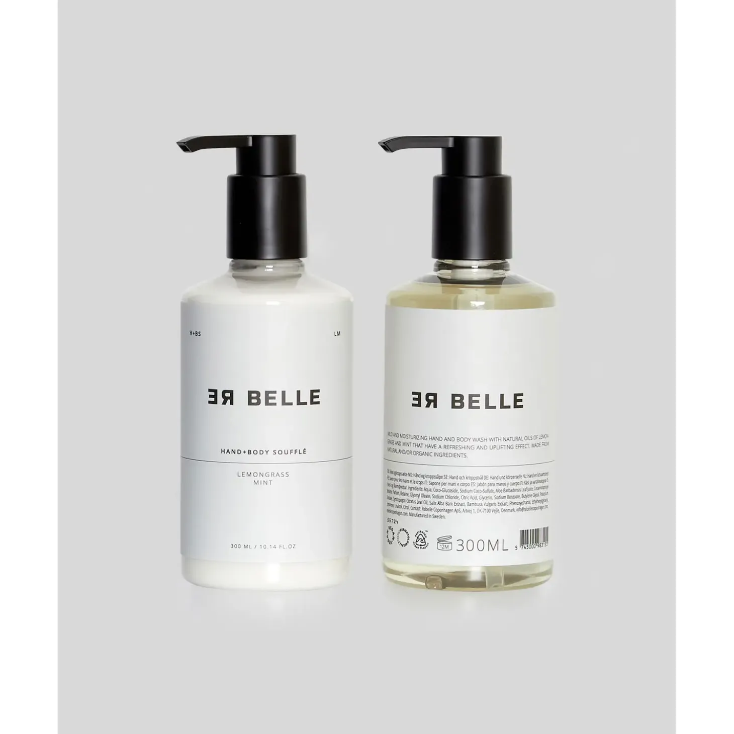 Rebelle Copenhagen - Duokit Hand & Body Wash, Hand & Body Soufflé Lemongrass Mint 300 ml - PCR