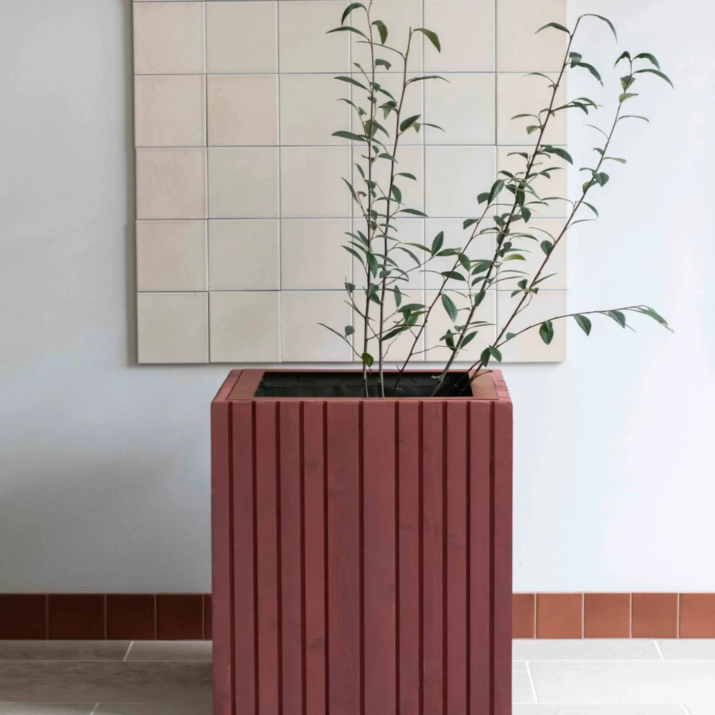 SQUARELY COPENHAGEN - Plantekasse - Unfold SQUARE - Rød - 60 x 60 x 56 cm