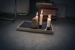 The Oak Men bakke m. lysestager - Candletray - Eg og stål/Sort