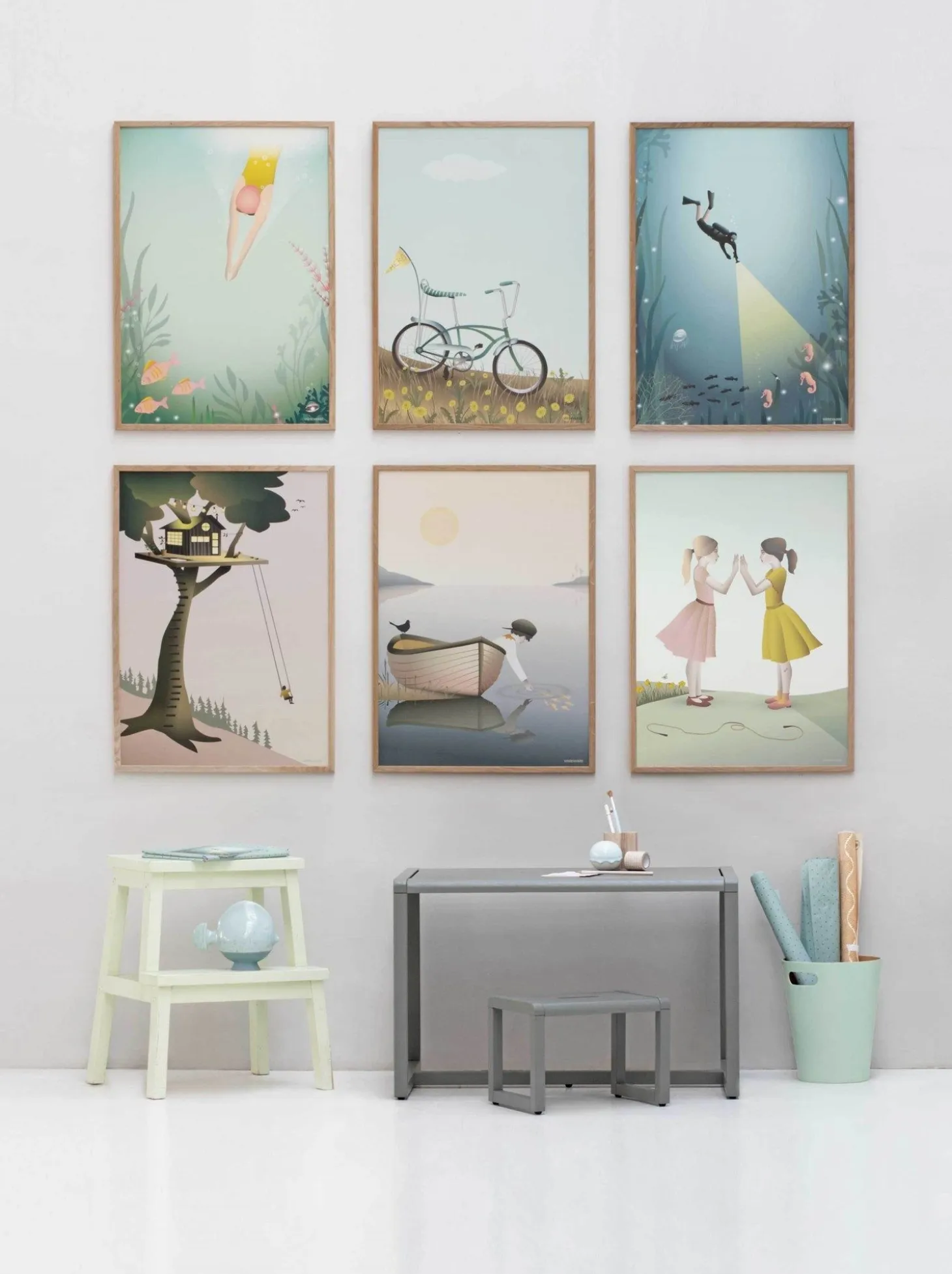 VISSEVASSE - Plakat - Bike With A Flag - 50x70 cm