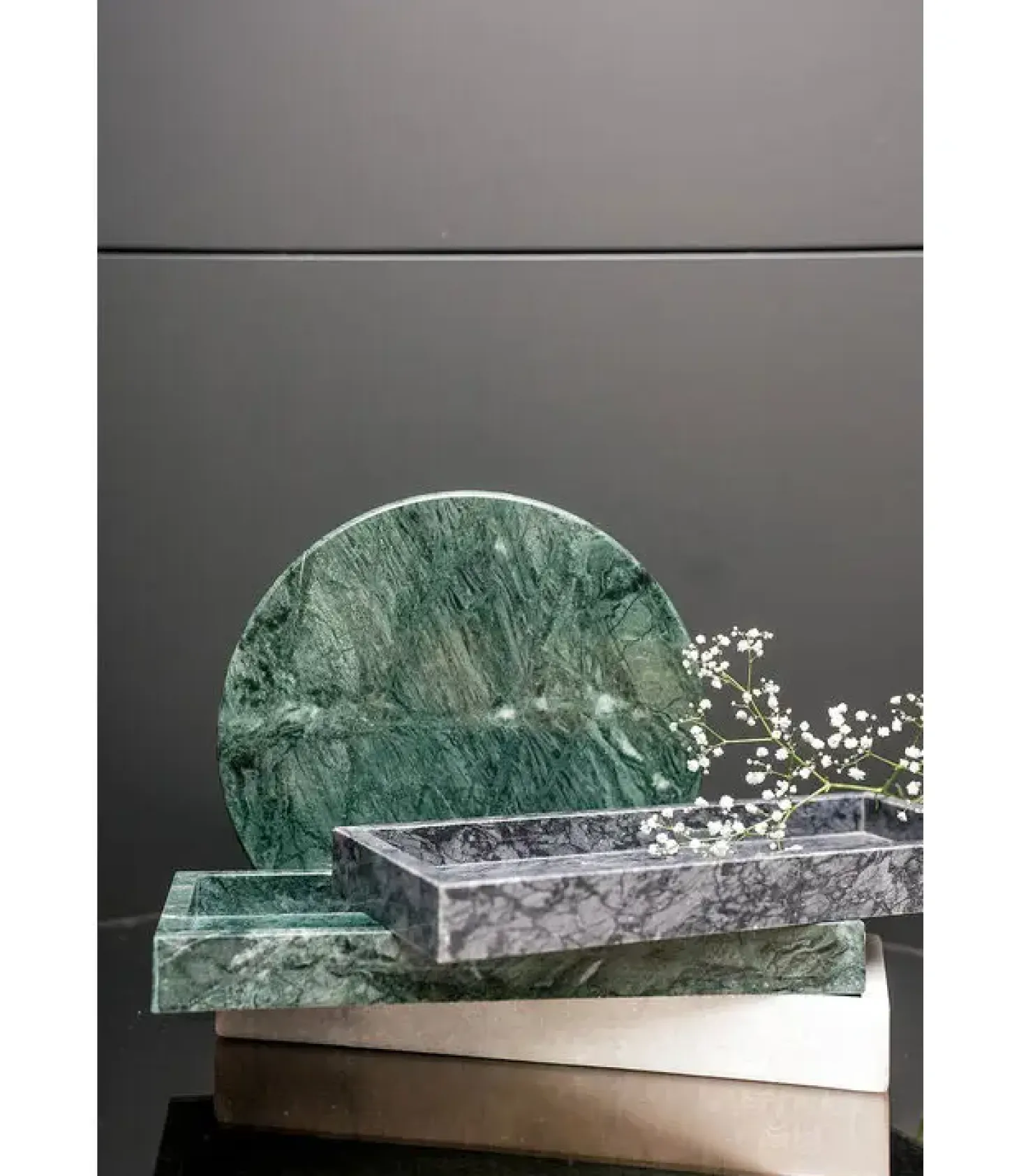 WELLmark - Rund bakke i marmor - Grøn - Ø24 cm